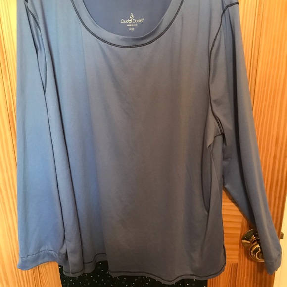 Cuddl Duds PXL Stretch Pajama Set in blue with crescent moons and stars bottom. - Picture 2 of 10